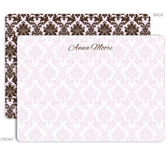 Personalized Pink Blush Damask Stationery